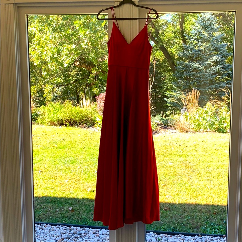 Red silk dress